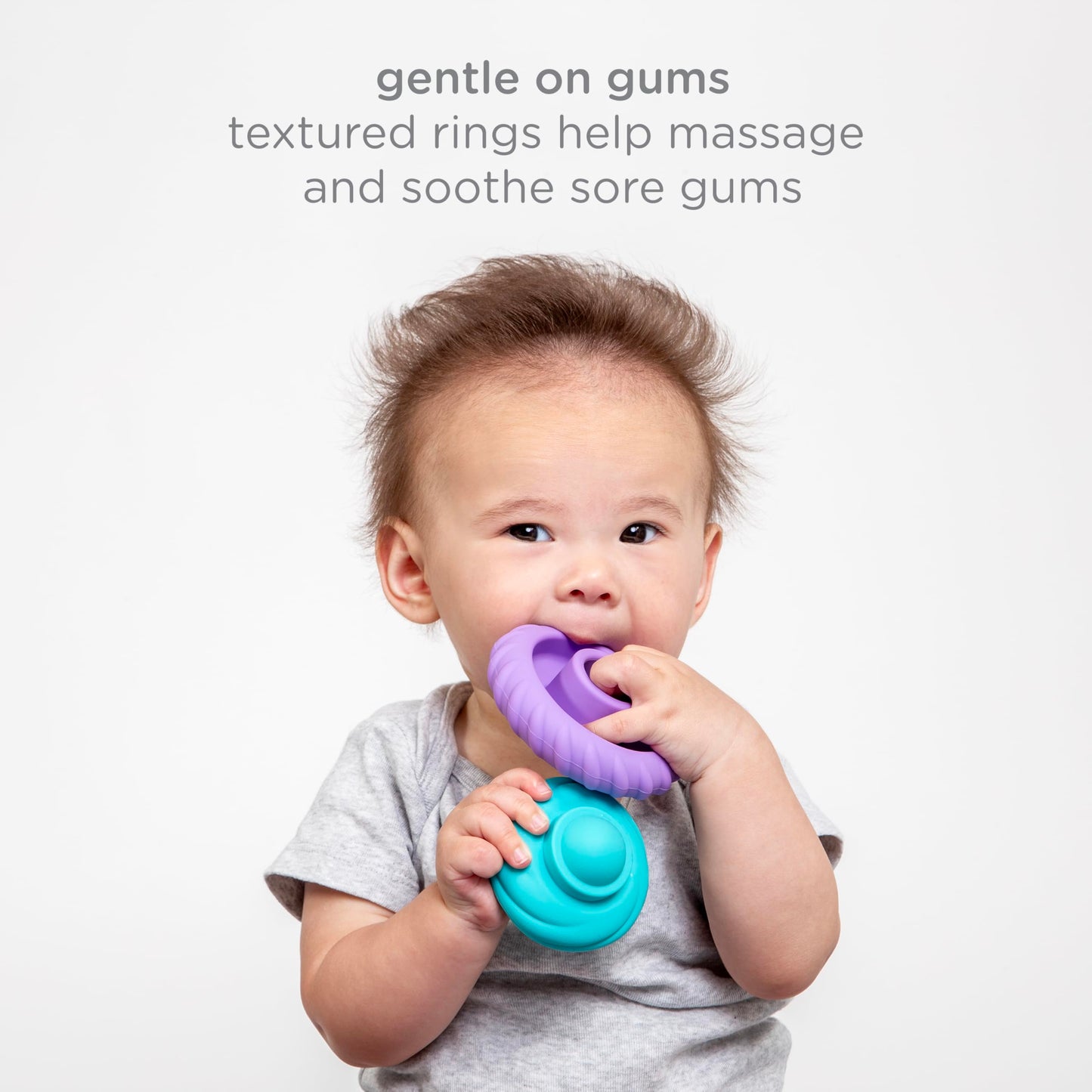 Ubbi Baby Teether Totter, Multi-Textured Food-Grade Silicone Teething Toy, 6 Piece Set, Early Development Toy