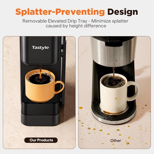 Hot & Iced Coffee Maker - Magnetic K-Pod Organizer, 40oz Removable Tank, Brews 4-5 Cups, Black