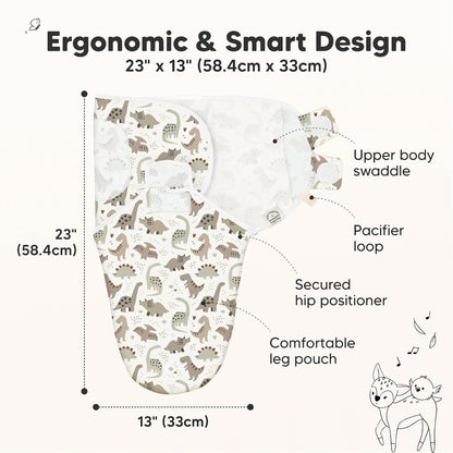 Organic Baby Swaddle Sleep Sacks by [Brand Name] - Soft & Snug for Newborns 3-6 Months | Dino Ridge, Size L