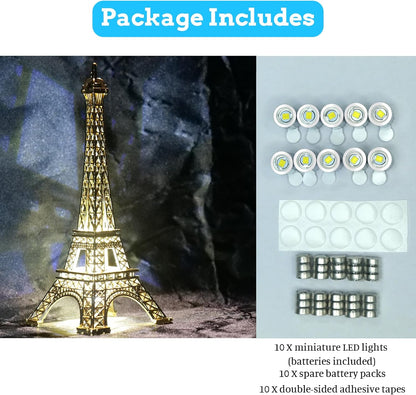Skiennix Mini LED Lights - 10 PCS Battery Operated Tiny Spotlights for DIY Crafts & Decor | Cool White