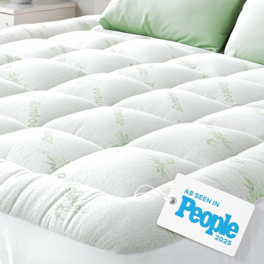 Niagara Ultra Soft King Size Mattress Topper - Viscose Made from Bamboo Pillow Top Mattress Pad for Back Pain Relief - Naturally Cooling for Hot Sleepers, fits 6-18" Mattress, 600GSM, Green