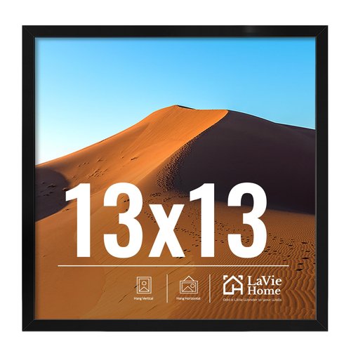 LaVie Home 13x13 Picture Frame for Wall Display, 13x13 Black Picture Frame with HD Plexiglas, 13 x 13 Square Frame 1 Pack, Display Frame for Vertical or Horizontal, Classic Collection