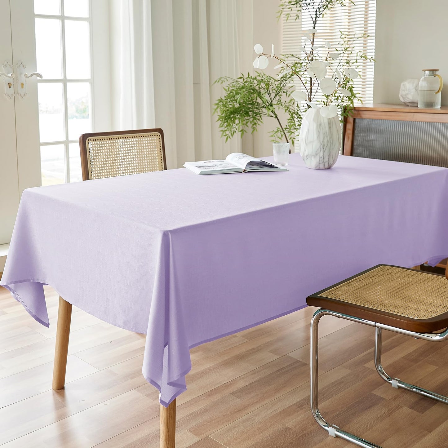 AUSSPVOCT Textured Linen Tablecloth Rectangle 52x70 Water Resistant Spill-Proof Wipeable PurpleTable Cloth Wrinkle Free Fabric Dining Table Cover for Birthday Party Farmhouse Wedding Tablecloths