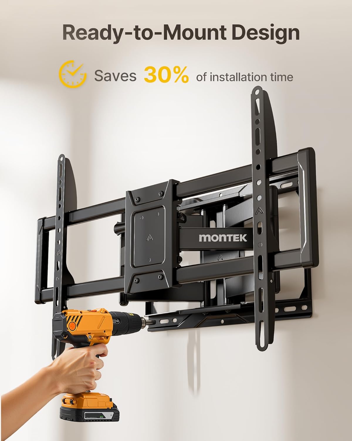 monTEK Heavy Duty TV Wall Mount - Full Motion Design for 37-90 Inch TVs | Supports Up to 165lbs