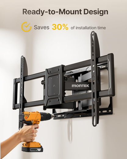 monTEK Heavy Duty TV Wall Mount - Full Motion Design for 37-90 Inch TVs | Supports Up to 165lbs