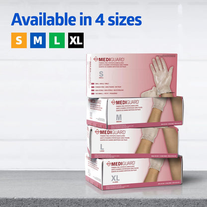 Medline MediGuard Vinyl Exam Gloves - Powder-Free, Disposable, Medium Size, 150 Count