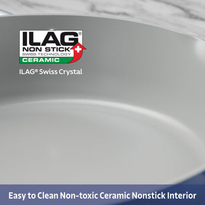 Tramontina Fiora 4.25-Quart Multipurpose Ceramic Non Stick Cooking Pan with Lid, Blue