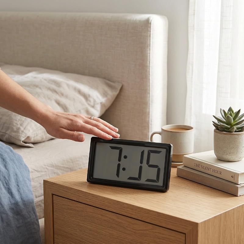 Banapoy Small Digital Clock - Magnetic Fridge & Desktop 12-Hour Battery Powered (Black)