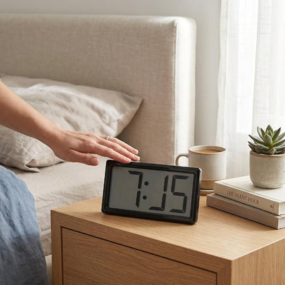 Banapoy Small Digital Clock - Magnetic Fridge & Desktop 12-Hour Battery Powered (Black)