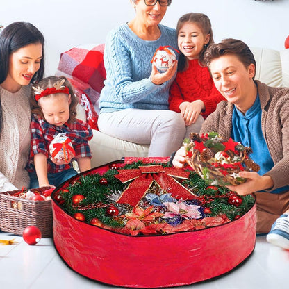 ProPik Christmas Wreath Storage Bag - Heavy-Duty Tear Resistant Holiday Container - 36” X 8” (Red)