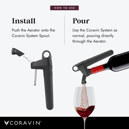 CORAVIN Pivot Aerator For Use, Wine Preservation System Quickly Aerates Your Bottled Red and White Wine, Preserves Wine Freshness, Black