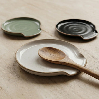 Skiennix Ceramic Spoon Rest - Stylish & Easy-to-Clean Spoon Holder for Kitchen Countertop | Dishwasher Safe