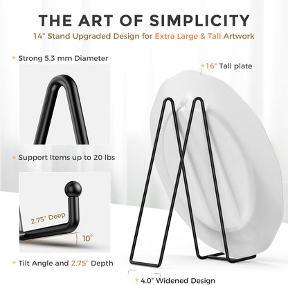 TR-LIFE 14 Inch Heavy Duty Plate Stand | Metal Display Easel for Large Plates & Frames (2 Pack)