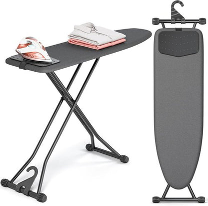 APEXCHASER Compact Ironing Board - Foldable Design with Heat Resistant Cover | 7 Height Adjustments, 13x43 Black