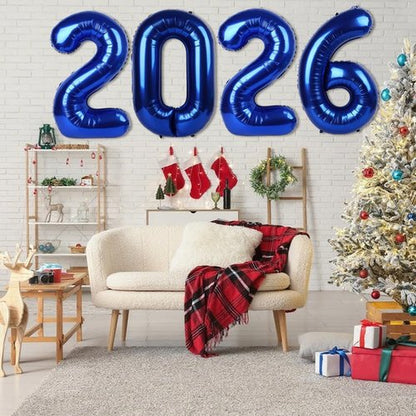 2026 Navy Blue Number Balloon - 40 Inch Party Decoration for New Year's Eve & Graduation Celebrations