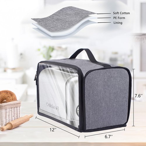 Cuisinart Toaster Cover - Dustproof Protection for 2-Slice Wide Slot Toasters | Zipper Closure