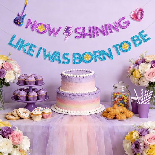 Hunters Birthday Decorations Banner - Glitter Kpop Demon Theme Party Supplies with Ribbon & Needle