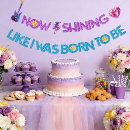 Hunters Birthday Decorations Banner - Glitter Kpop Demon Theme Party Supplies with Ribbon & Needle