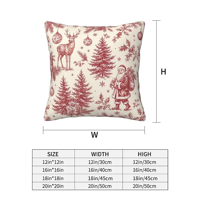 Vintage Christmas 18x18 Inch Throw Pillow Covers - 2 Pack, Reversible