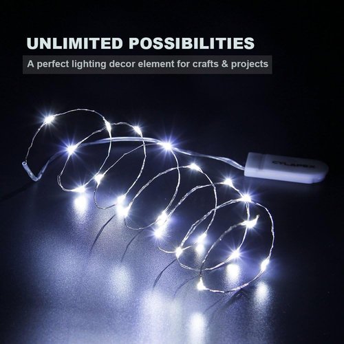 CYLAPEX Fairy String Lights - 6 Pack Cool White LED Firefly Lights | 3.3ft Silvery Copper Wire for Christmas & Party Decor