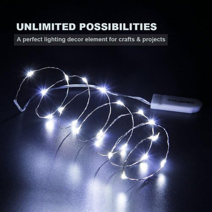CYLAPEX Fairy String Lights - 6 Pack Cool White LED Firefly Lights | 3.3ft Silvery Copper Wire for Christmas & Party Decor