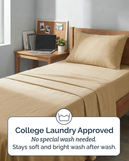 Skiennix Twin XL Sheet Set - Comfy Cooling Bed Sheets with Deep Pockets - Luxury Tan Bedding for All Ages
