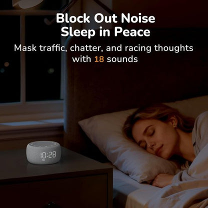 Buffbee Alarm Clock - 2-in-1 Sound Machine with Gentle Wake-Up & Ambient Night Light | Sleep Better