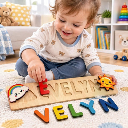 Personalized Wooden Name Puzzle for Toddlers — Custom Name with 35 Designs