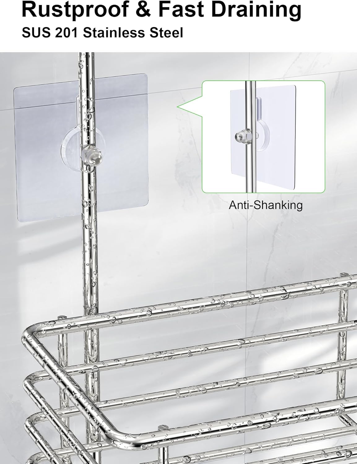 SMARTAKE Hanging Shower Head Caddy - Rustproof Stainless Steel Bathroom Organizer | Silver Finish