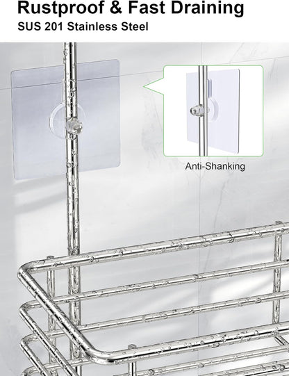 SMARTAKE Hanging Shower Head Caddy - Rustproof Stainless Steel Bathroom Organizer | Silver Finish