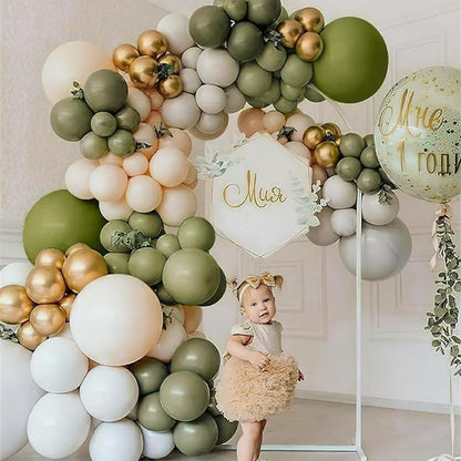 PartyWoo Sage Green Balloons - 100pcs Latex Balloon Arch Kit for Weddings & Birthdays | 5-36 Inch Sizes