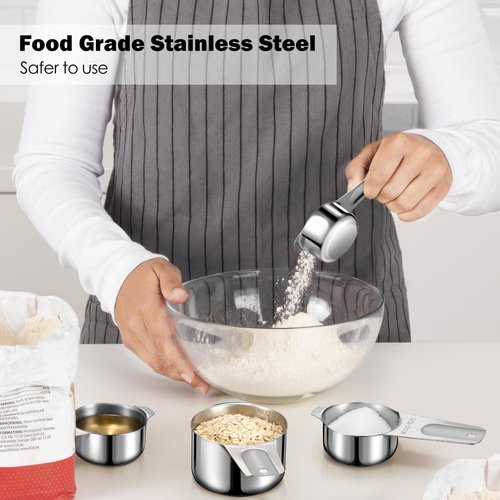 AMOHEE 7PCS Stainless Steel Measuring Cups - Durable & Dishwasher Safe with Storage Bag