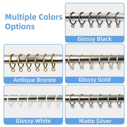 Manysky Curtain Rings with Eyelets, 48 Pack Metal Drapery Rings for Pinch Pleat Curtains Panels, Drape Rings Fits Up to 1.2 in Curtains Rod, 1.5 Inch I D Black