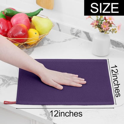 Homaxy 100% Cotton Waffle Weave Dish Cloths - Ultra Soft & Absorbent Kitchen Towels | 12x12 Inches, 8-Pack, Eggplant