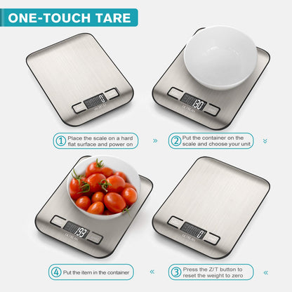 Ultrean Digital Kitchen Scale - Accurate LCD Display for Baking & Meal Prep | 11lb Capacity, 304 Stainless Steel