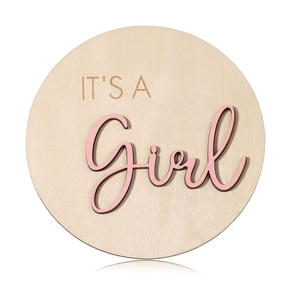 Its a Girl Sign - Wooden Boho Gender Reveal Decor 3.93in Nursery Plaque