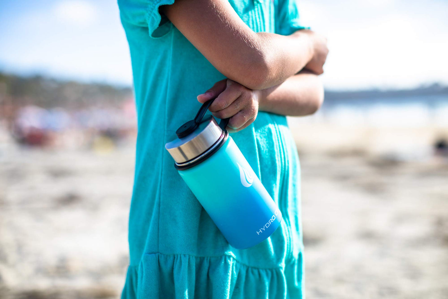 HYDRO CELL Stainless Steel Insulated Water Bottle with Straw - For Cold & Hot Drinks - Metal Vacuum Flask with Screw Cap and Modern Leakproof Sport Thermos for Kids & Adults (Teal/Blue 14oz)