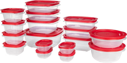 Rubbermaid EasyStore 34-Piece Food Storage Container Set - Rectangle, Square & Round with Lids