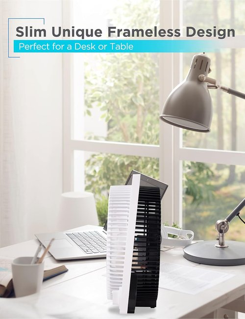 BLACK+DECKER 9-Inch Frameless Box Fan - Portable 3-Speed Desk Fan for Home Office or Garage, White