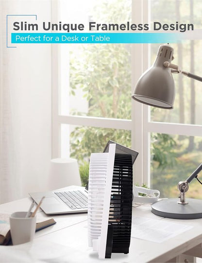 BLACK+DECKER 9-Inch Frameless Box Fan - Portable 3-Speed Desk Fan for Home Office or Garage, White