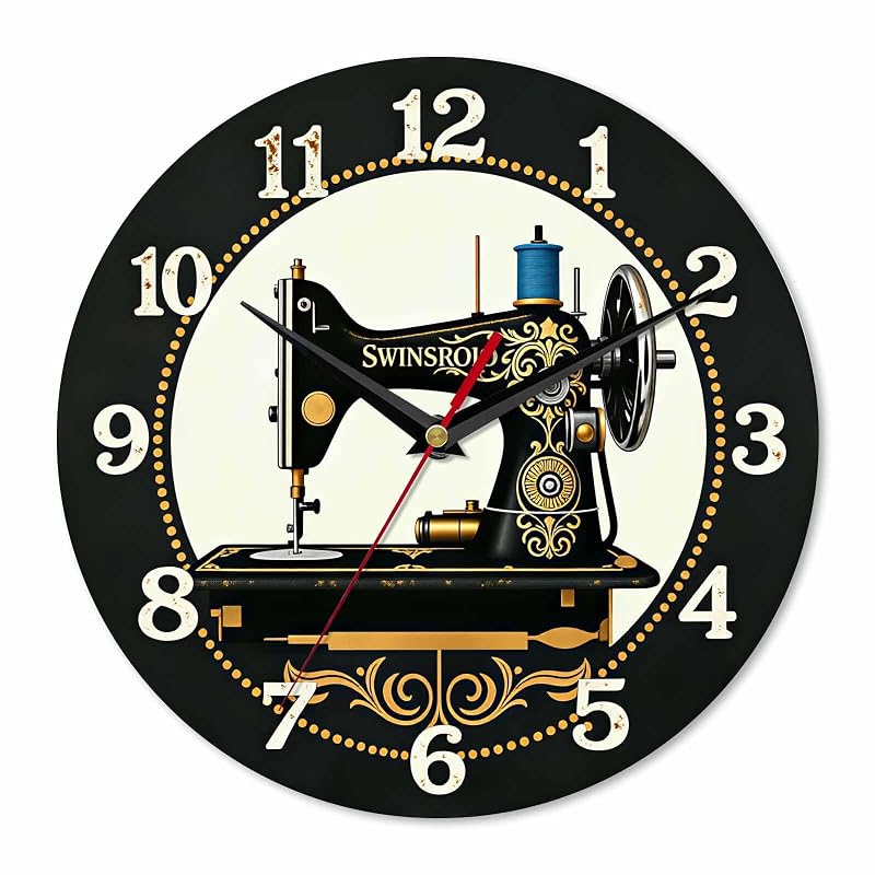 Sewing Machine Wall Clock 10 Inch – Silent Non-Ticking, Variation: Sewing Machine 1+10 Inch