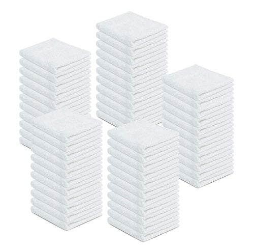 100% Cotton Terry Towels Cleaning Cloths Pack of 50 (12x12 Inches) White Cotton Terry Cloth Bar Rags White Bar Towels, Multipurpose High Absorbent Terry Towels for Cleaning Auto Detailing or Painters
