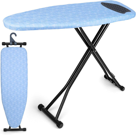 Skiennix Ironing Board - Heavy Metal Frame with Silicone Iron Mat | Foldable & Adjustable 13x43in