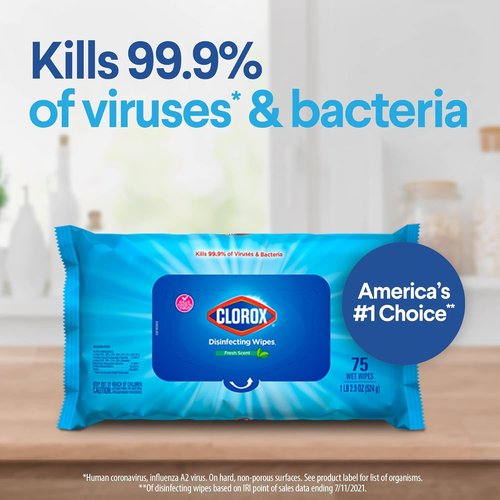 Clorox Disinfecting Wipes - Value Pack of 6 Canisters | Crisp Lemon & Fresh Scent, Easy Pull Design