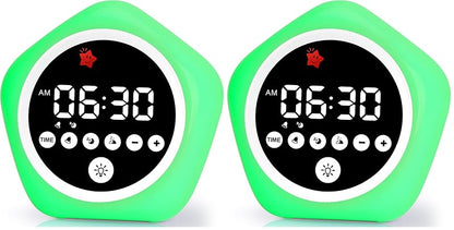 Ok to Wake Kids Alarm Clock with Green/Red Lights, Sleep Training Clock (Pack of 2) - Tiny Variation: Small