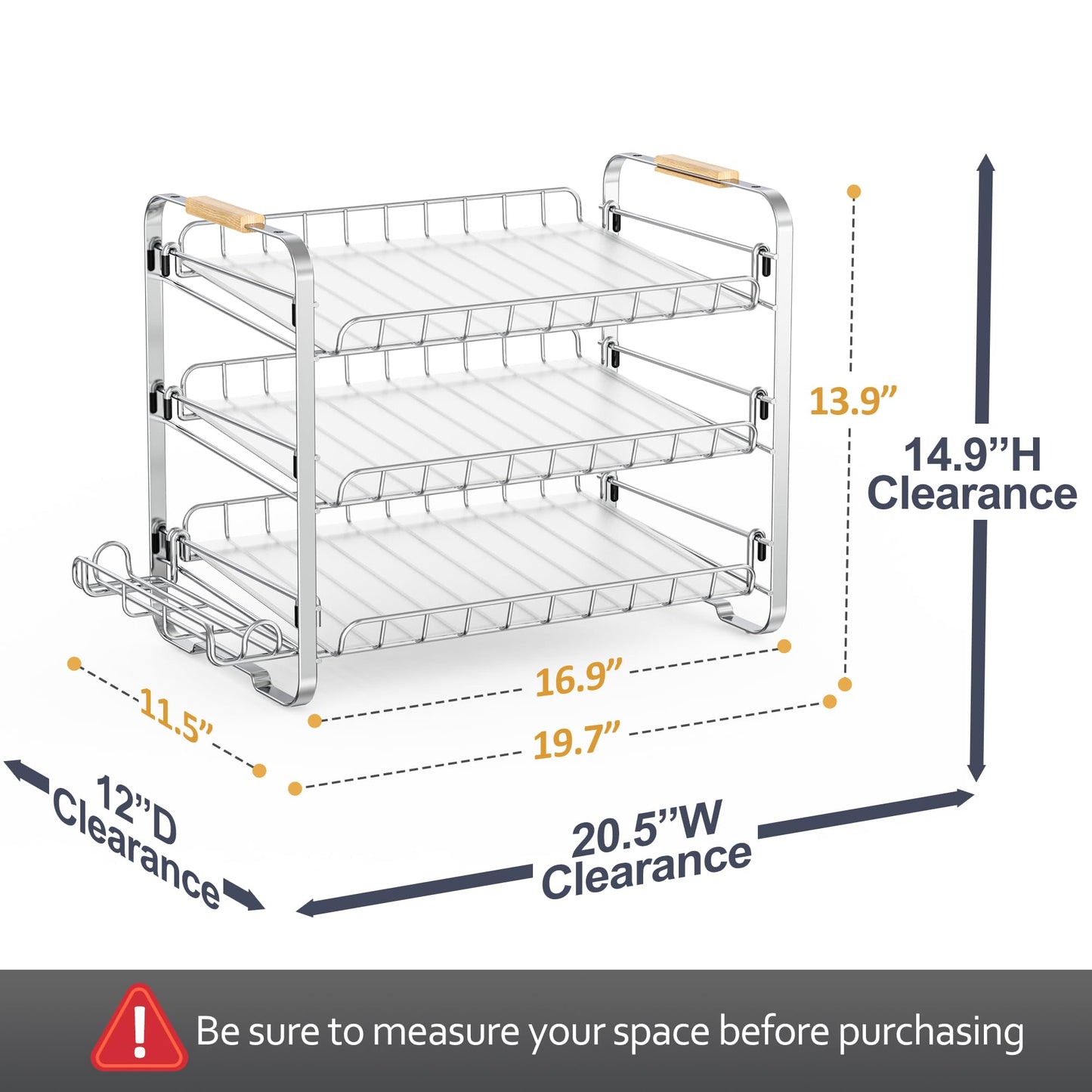 MAXIFFE 3 Tier Can Organizer for Pantry, Stackable Pantry Organizers and Storage Holder Dispenser Rack for Snacks Soda Drinks, Holds Up to 40 Cans for Kitchen Cabinet, Chrome