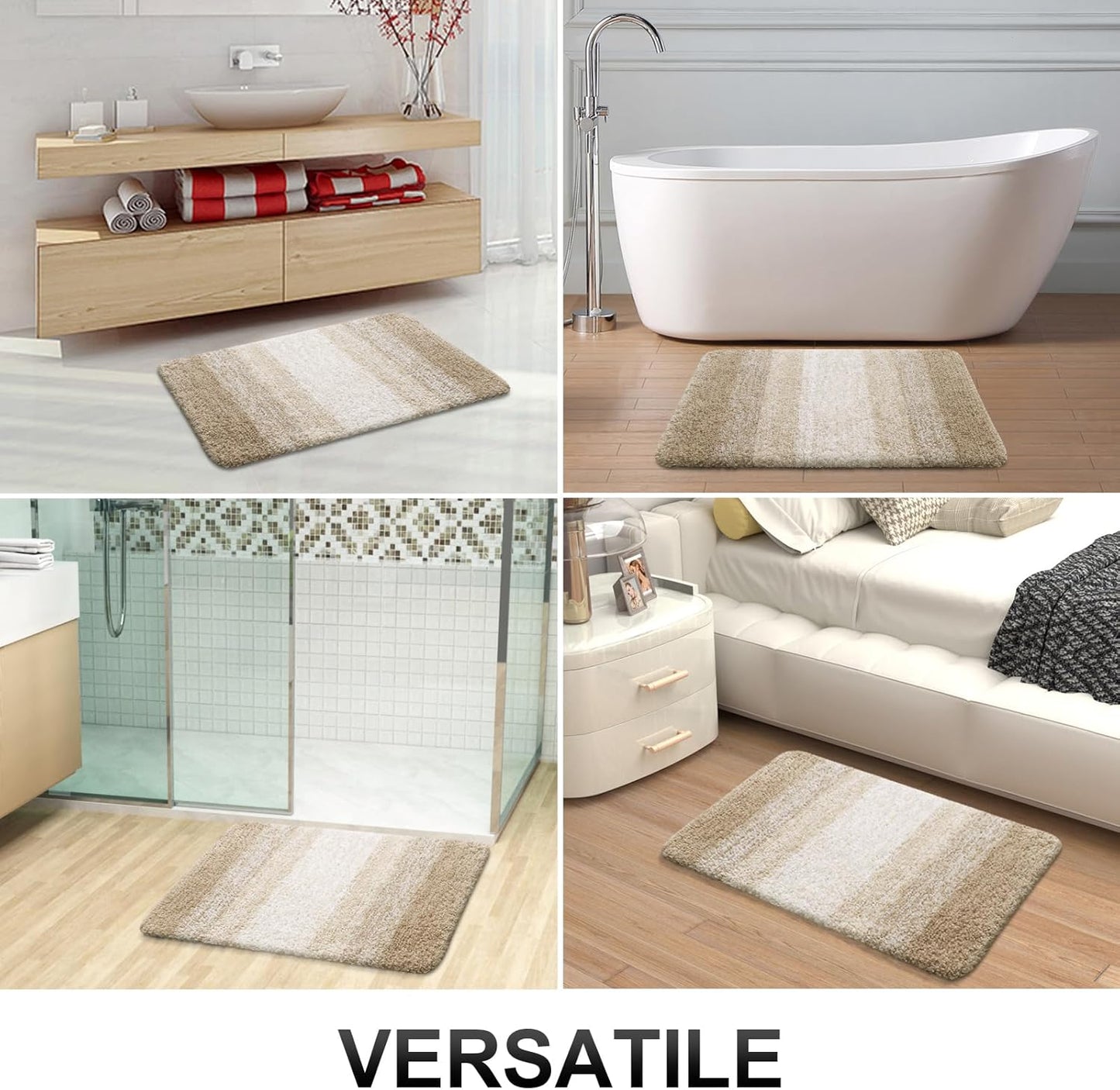 OLANLY Bathroom Rugs - Extra Soft Microfiber Mat 36x24 | Quick Dry, Machine Washable, Rubber Backing, Tan