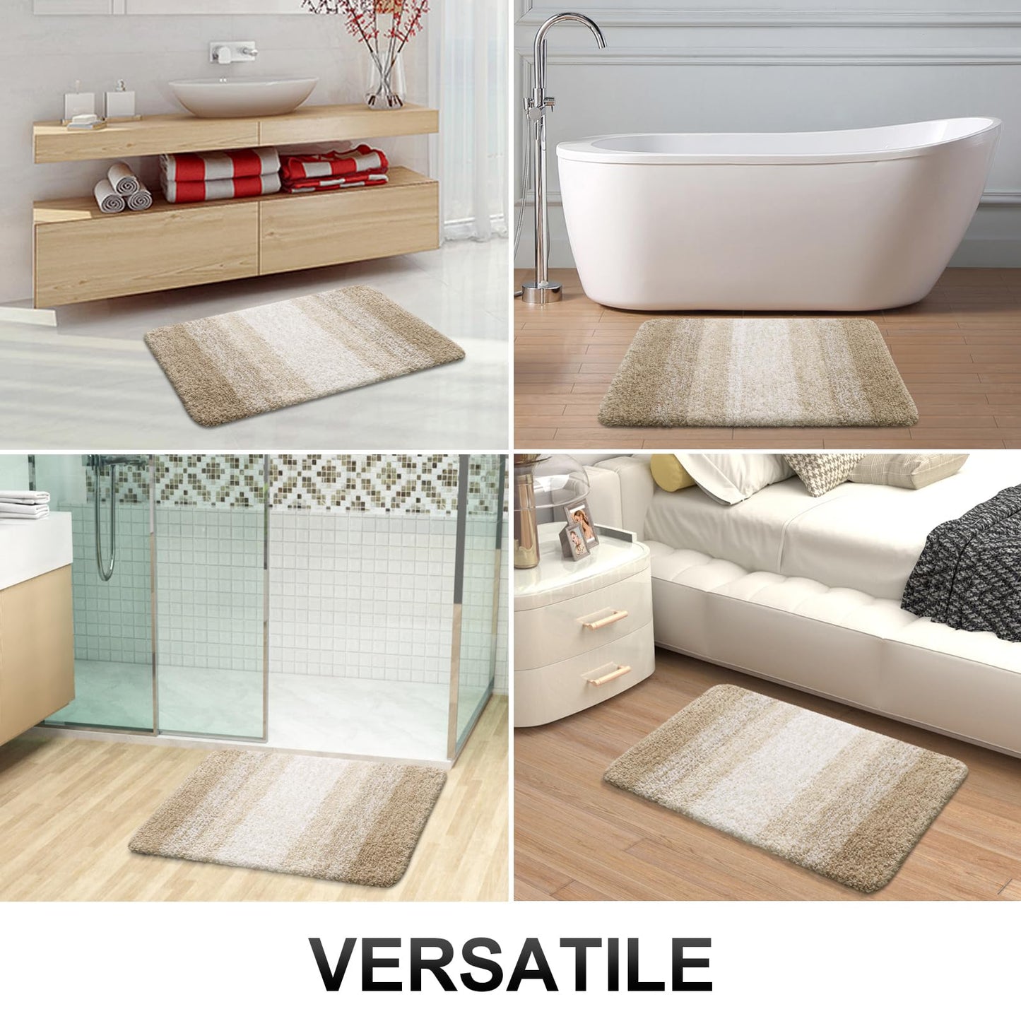 OLANLY Bathroom Rugs Mat 34x21, Extra Soft Absorbent Microfiber Bath Rugs, Rubber Backing, Quick Dry, Machine Washable Bath Mats for Bathroom Floor, Tub and Shower, Home Decor Accessories, Tan
