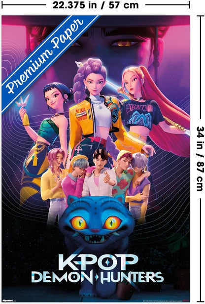 Netflix KPop Demon Hunters Wall Poster - Premium Clip Bundle, 34L x 22.4W Inches