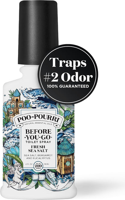 Poo-Pourri Before-You-Go Toilet Spray - Fresh Sea Salt Scent | Plant-Based Odor Deodorizer, 4 Fl Oz